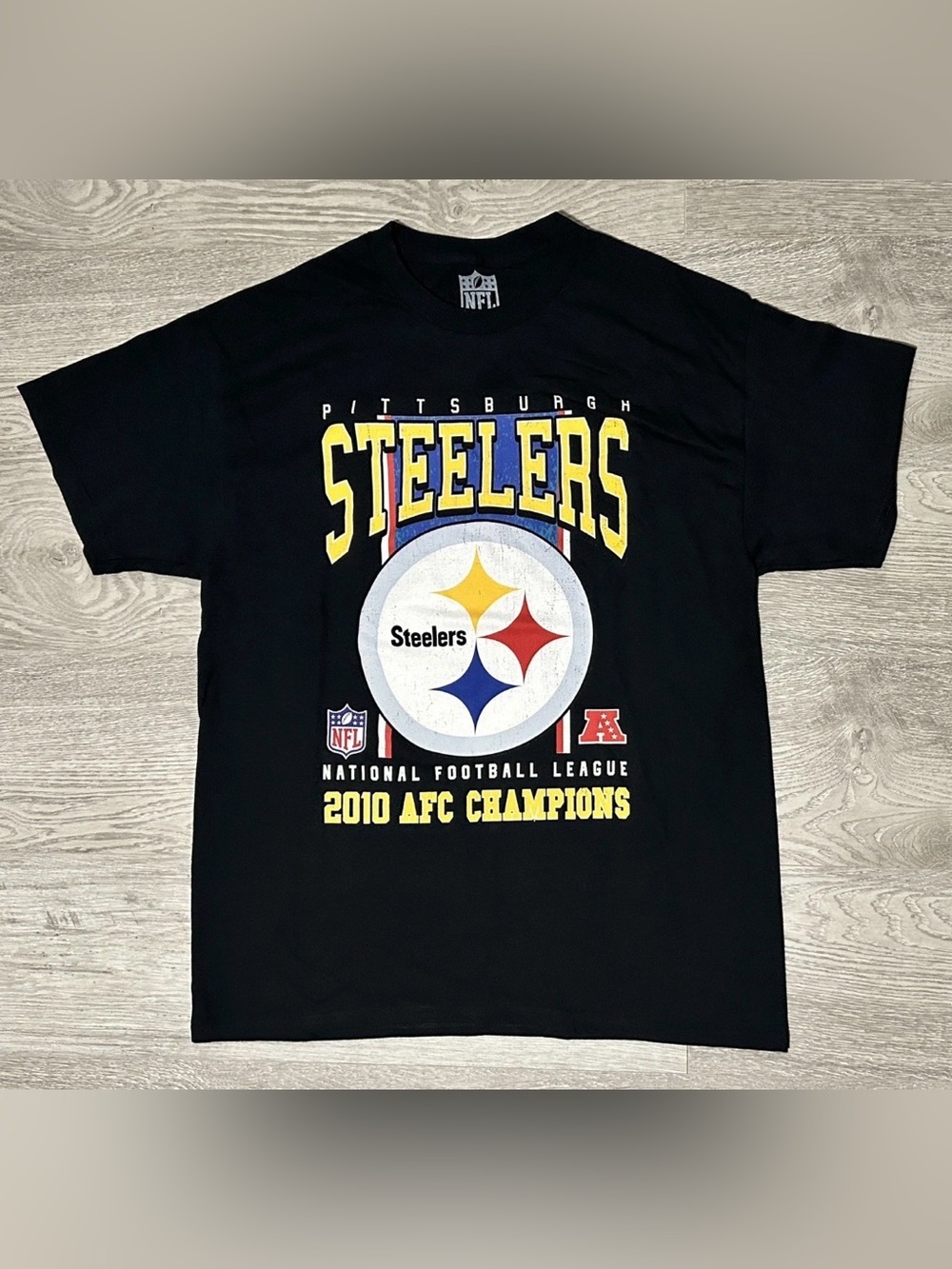 NFL Pittsburgh Steelers Black Graphic Tee with Yellow and White Logo